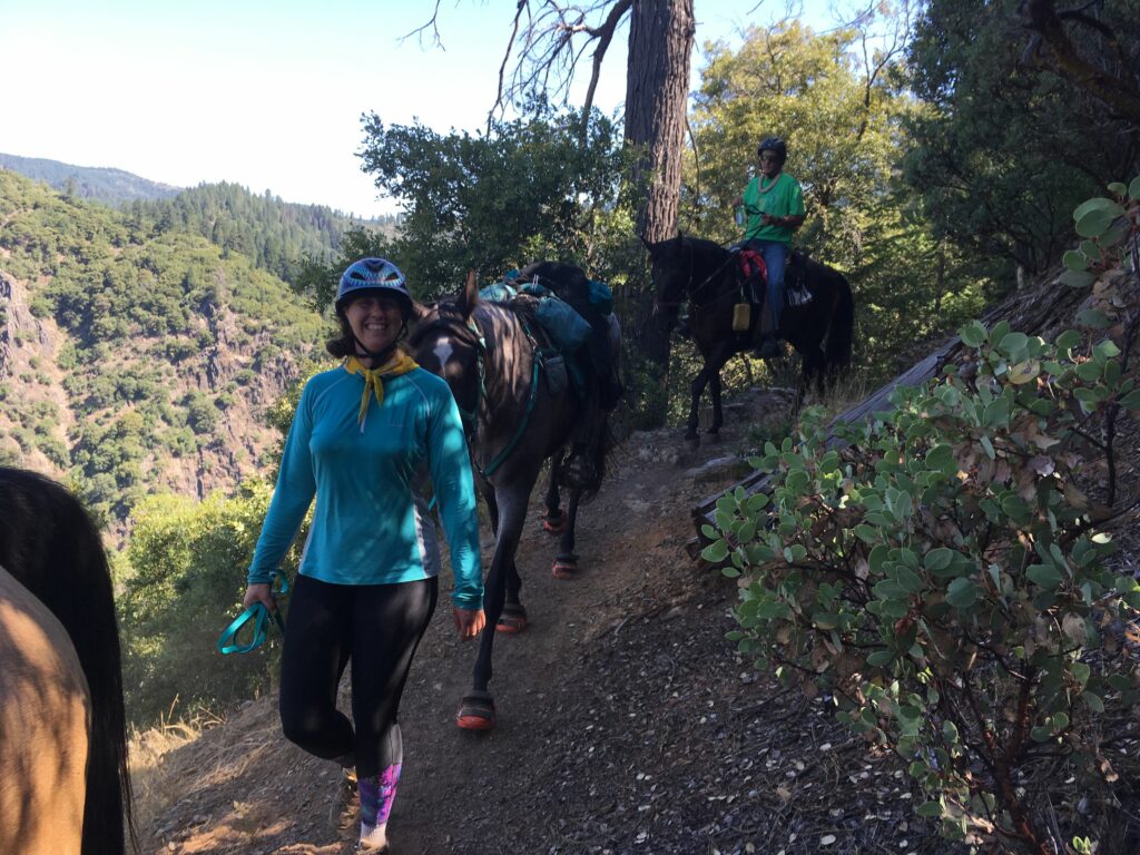 Hiking down the canyon from Deadwood, Day 1, Ed Ride for Tevis Cup.