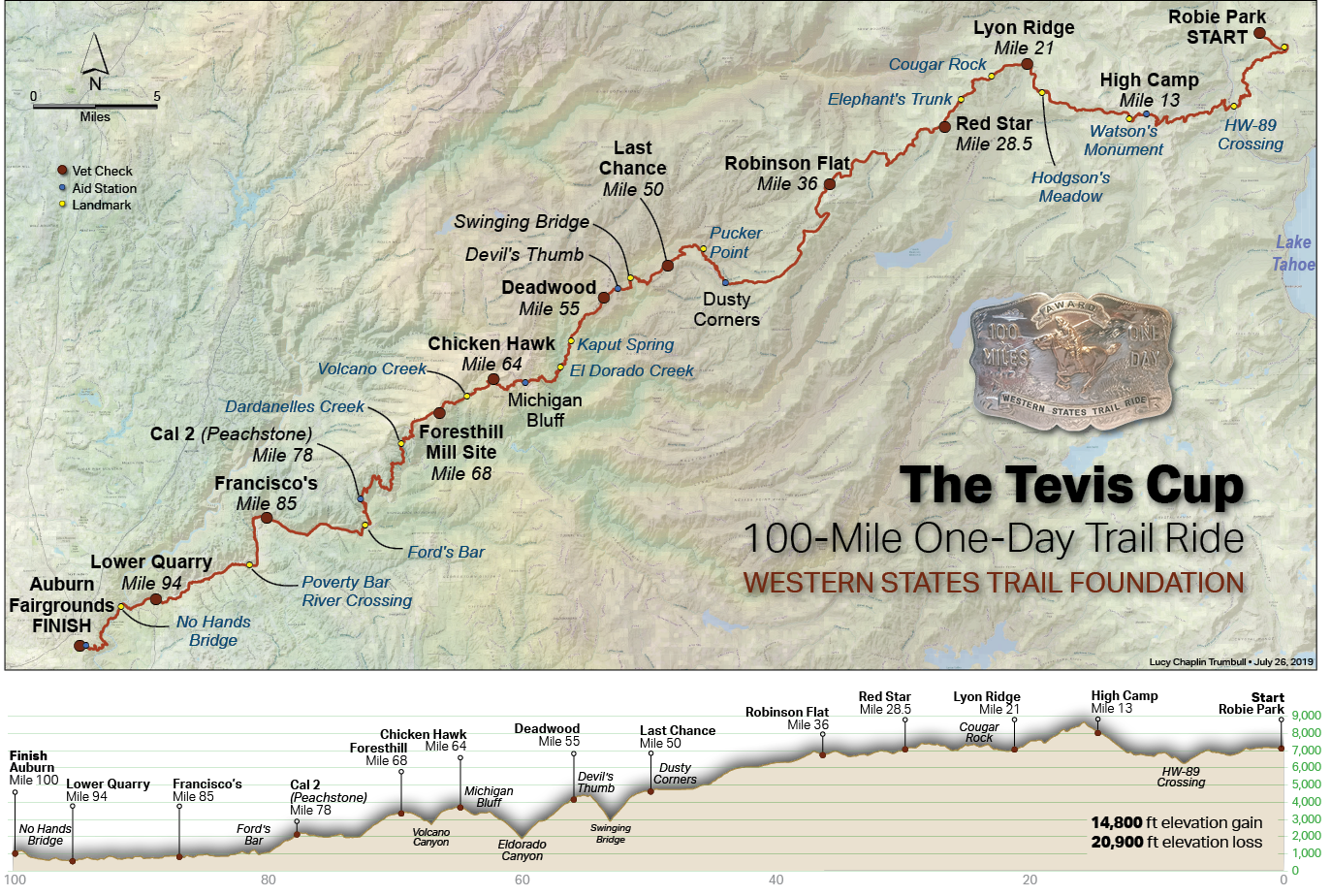 Tevis Trail and Elevation Profile